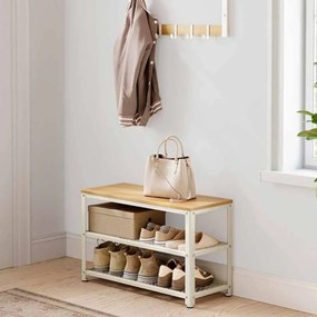 Banco para sapatos com 2 prateleiras 30 x 73 x 45 cm bege - branco