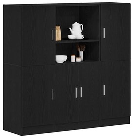 3 pcs armário de cozinha conjunto derivados de madeira preto