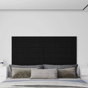 vidaXL Painel de parede 12 pcs 90x15 cm tecido 1,62 m² preto