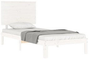 Estrutura de cama com cabeceira 100x200cm madeira maciça branco