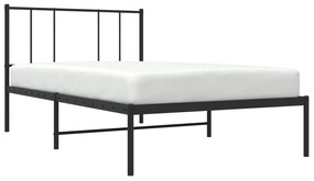 Estrutura de cama com cabeceira 100x190 cm metal preto