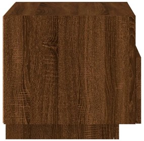 Mesas cabeceira c/ luzes LED 2 pcs 40x39x37cm carvalho castanho