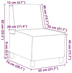 Poltrona em camurça artificial 55 cm cinzento-claro