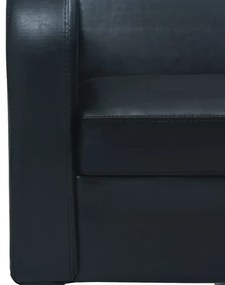 Conjunto de sofás 2 pcs couro artificial preto