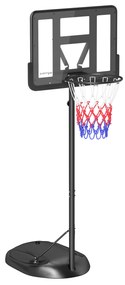 SPORTNOW Tabela de Basquetebol com Altura Ajustável 216-277 cm Aro de Basquetebol para Exterior com Rodas e Base Recarregável Preto