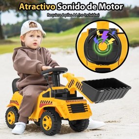 Andarilho Escavadora para crianças com balde ajustável Som do motor Anti-torção Bloqueio anti-torção do motor Piso do veículo de construção