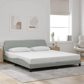 Estrutura de cama c/ cabeceira 180x200 cm veludo cinzento-claro