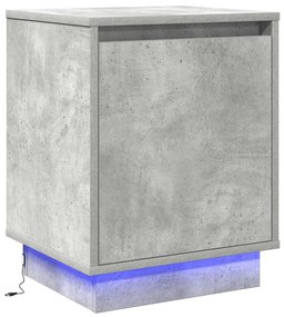 Mesas de cabeceira com luzes LED 2 pcs Cinza Concreto 39x34,5x50 cm