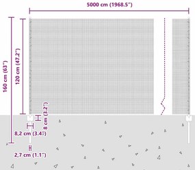 Cerca de Fio Soldado com 44 Postes em U Prata 1.2x50 m Aço