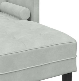 Sofá de Jardim vidaXL com Banco e Almofadas L-Shaped Veludo Cinzento C