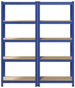 Prateleiras de armazenamento de 5 camadas 2 pcs aço azul