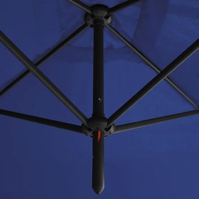 Guarda-sol duplo com mastro de aço 600x300 cm azul-ciano