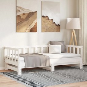Sofá-cama com gavetão 80x200 cm madeira de pinho maciça branco