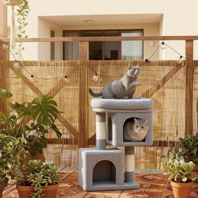 Arranhador para gatos grandes até 3 kg 40 x 30 x 67 cm cinzento claro