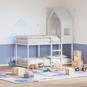 vidaXL Beliche com telhado 90x190 cm madeira de pinho maciça branco
