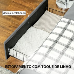 Cama de Casal 140x190 cm (COLCHÃO NÃO INCLUIDO) com Estrado com 3 Gavetas e Estrutura Metálica Suporta 363 kg Cinzento