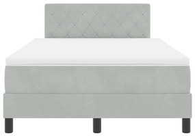 Cama Box Spring com Colchão &amp; LED Cinza Claro 120x190 cm Veludo