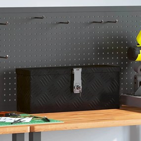vidaXL Caixa de arrumação 50x15x20,5 cm alumínio preto