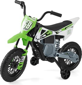 Mota elétrica para crianças 12V com rodas de treino removíveis e suspensão com molas Verde