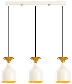 Candeeiro de Teto Sivani – Branco e Dourado – 67 x 17 cm