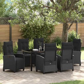 vidaXL Conjunto de Jantar de Jardim em Rattan Poliéster Preto