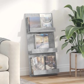 vidaXL Estante de Revistas com prateleira Cinzento 51 x 11 x 102 cm