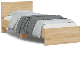 vidaXL Cama sem colchão com cabeceira 75x190 cm carvalho sonoma