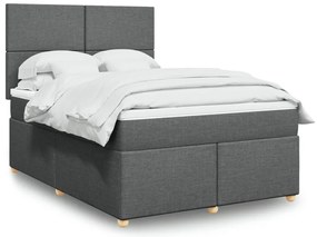Cama com molas/colchão 140x200 cm tecido cinzento-escuro