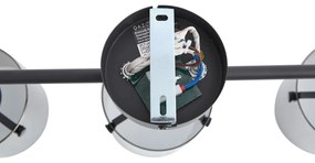 Foco de teto de design preto com vidro fumê 3 luzes - Domo Moderno