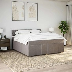 Cama com molas/colchão 200x200 cm tecido castanho-acinzentado
