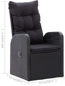 5 pcs conjunto de jantar de jardim preto