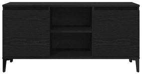 Armário de TV vidaXL Preto Carvalho 102x35x50 cm de Madeira de Engenha