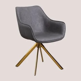 Cadeira de jantar em couro sintético Lucy Cinza Claro & Dourado - Sklum