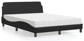 Cama com colchão 140x200 cm couro artificial preto
