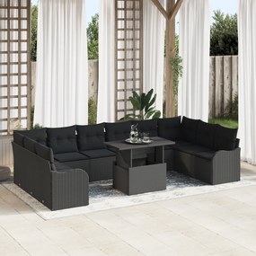 Conjunto de Sofás de Jardim vidaXL de 11 Peças com Almofadas Rattan Po