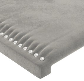 Cabeceira cama c/ luzes LED veludo 163x16x118/128cm cinza-claro