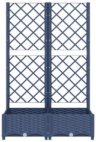 Vaso/floreira jardim c/ treliça 80x40x121,5 cm PP cinzento azul