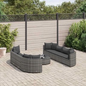 vidaXL 9 pcs conjunto sofás p/ jardim com almofadões vime PE cinzento