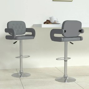 vidaXL Bancos de bar 2 pcs couro artificial cinzento