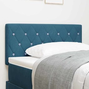 vidaXL Cabeceira Estofada Azul Escuro com Botões de Cristal, 90 cm em Veludo
