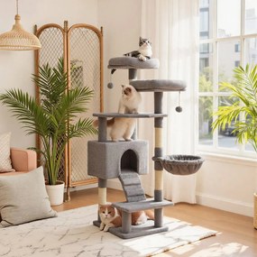 Arranhador para gatos 50 x 45 x 142 cm cinza claro