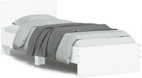 Estrutura de cama com cabeceira e luzes LED 75x190 cm branco