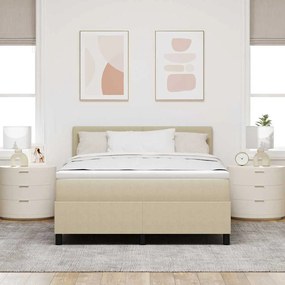 Cama Box Spring com Colchão Verde Claro Cinza 140x200 cm Tecido de Vel