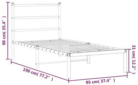 Estrutura de cama com cabeceira 90x190 cm metal preto