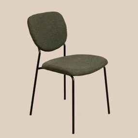Pack De 4 Cadeiras De Jantar Empilháveis Estofadas Em Tecido Taris Verde Exército - Sklum