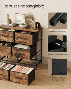 Cómoda com gavetas de tecido 30 x 76,7 x 73,7 cm Castanho vintage-Preto