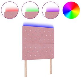 Cabeceira LED rosa 90 cm veludo