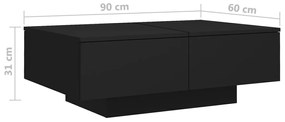 Mesa de Centro Davi com 4 Gavetas - Preto Mate - Design Moderno