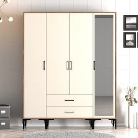 Roupeiro Kumsal STR – Noz e Creme – 160x47,5x201,4 cm