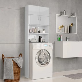800033 vidaXL Armário máquina lavar roupa 64x25,5x190 cm branco brilhante